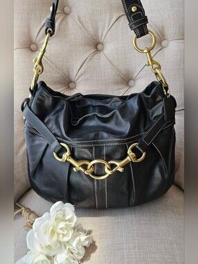 Vintage Coach Hamptons Pleated Leather Horsebit Hobo Shoulder Bag Purse